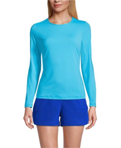 Lands' End Women's SunShade UPF 50 Long Sleeve Rash Guard Swim Tee