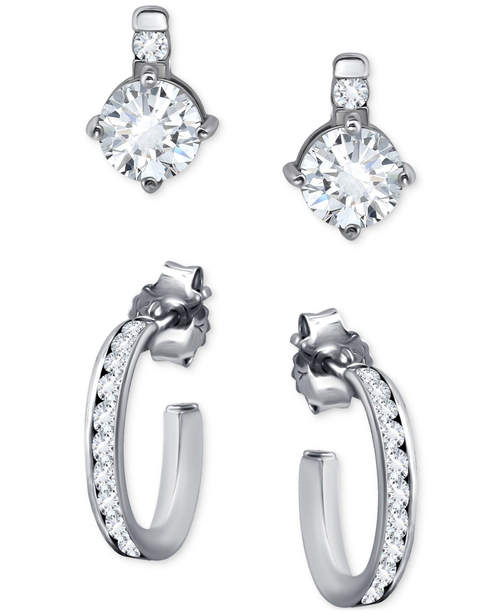 Комплект из 2 пар сережек Giani Bernini Cubic Zirconia Stud & Hoop