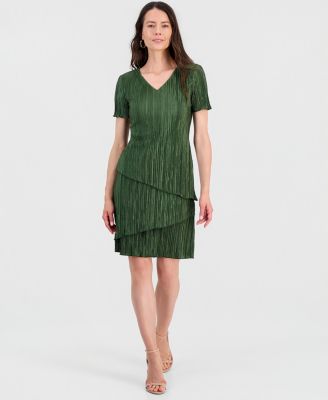 Женское платье Connected Women's V-Neck Tiered Short-Sleeve Sheath Dress