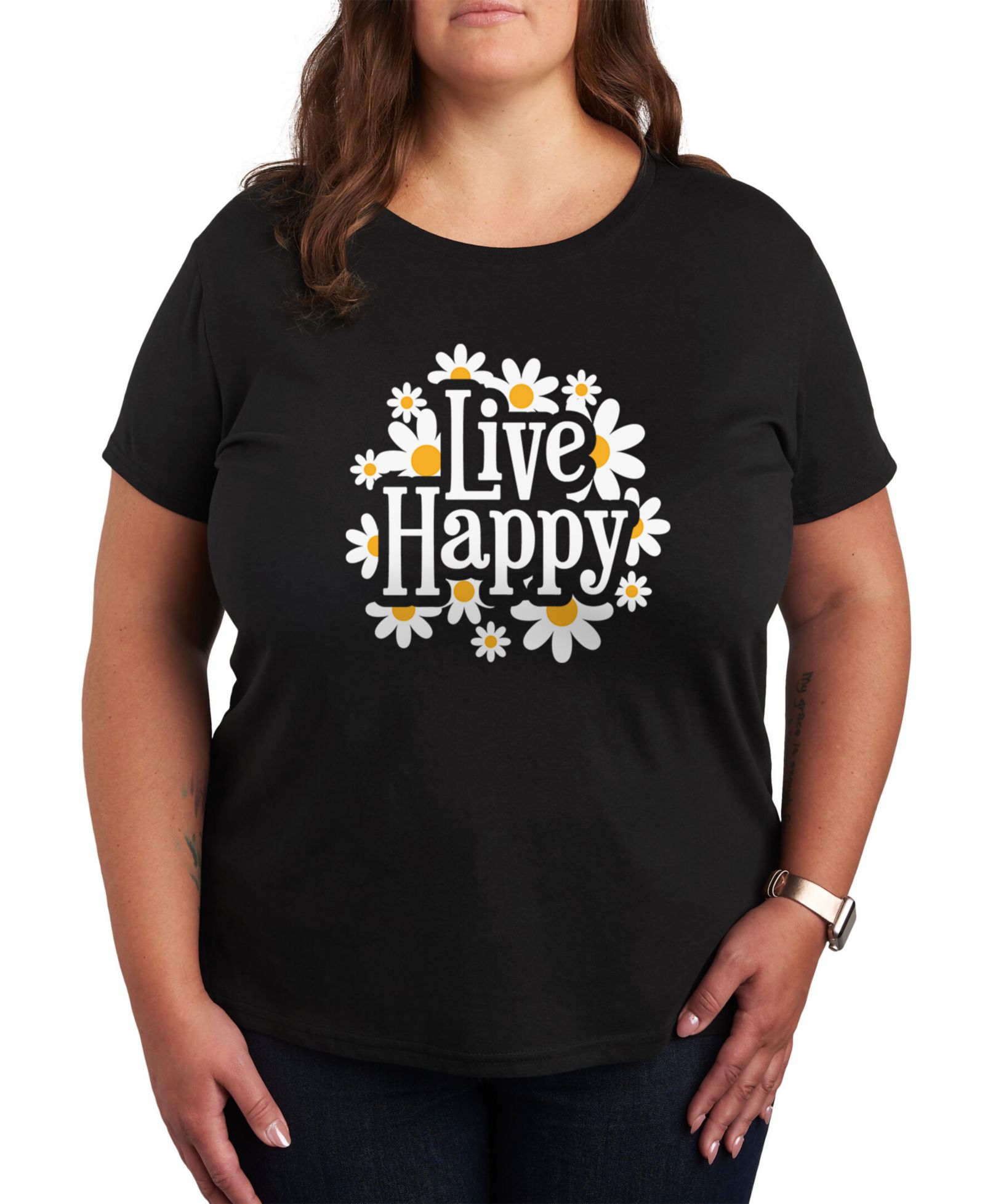 Мужская футболка Hybrid Apparel Trendy Plus Size Live Happy Graphic