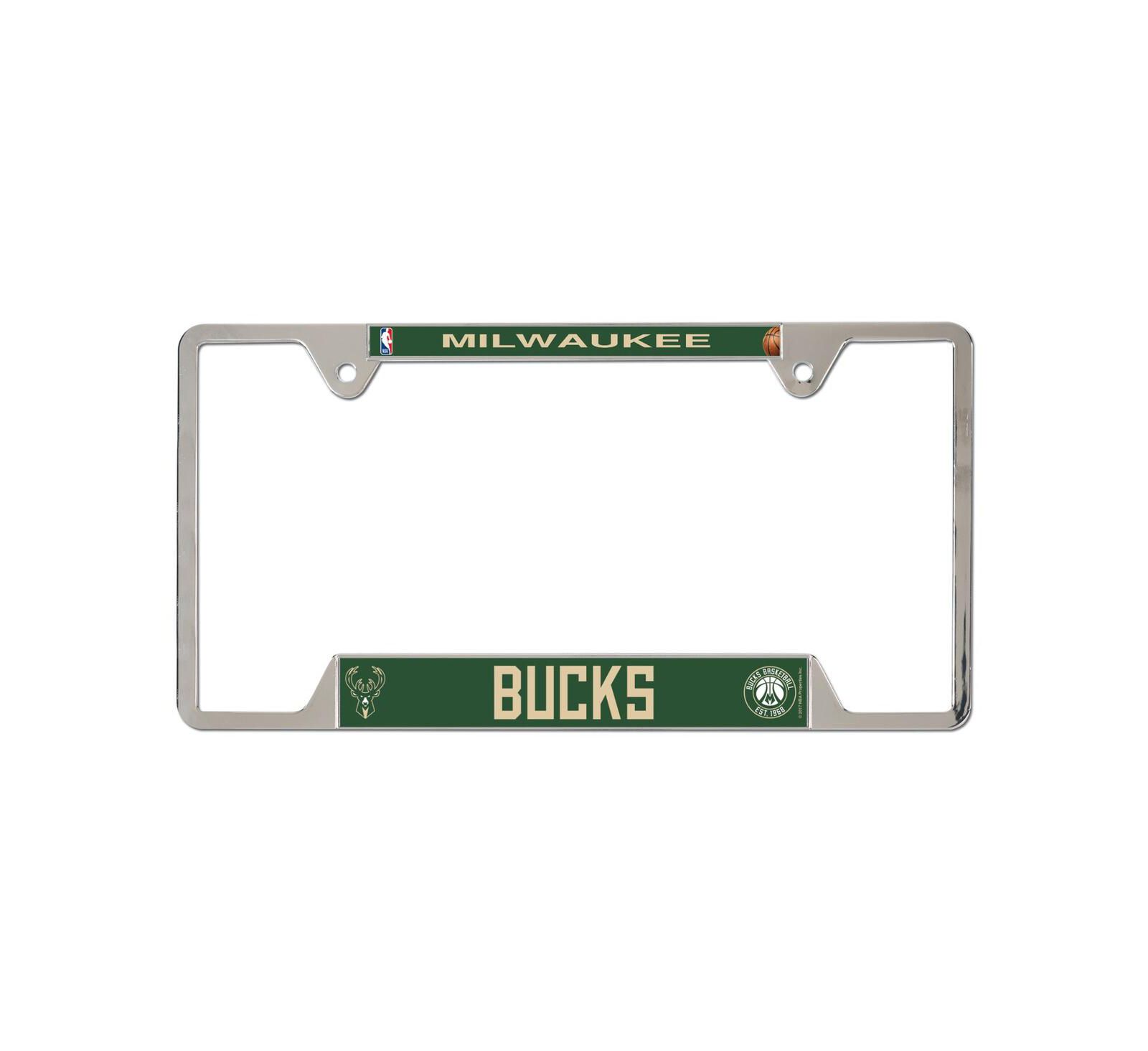 Wincraft Milwaukee Bucks Chrome Plated Metal License Plate Frame