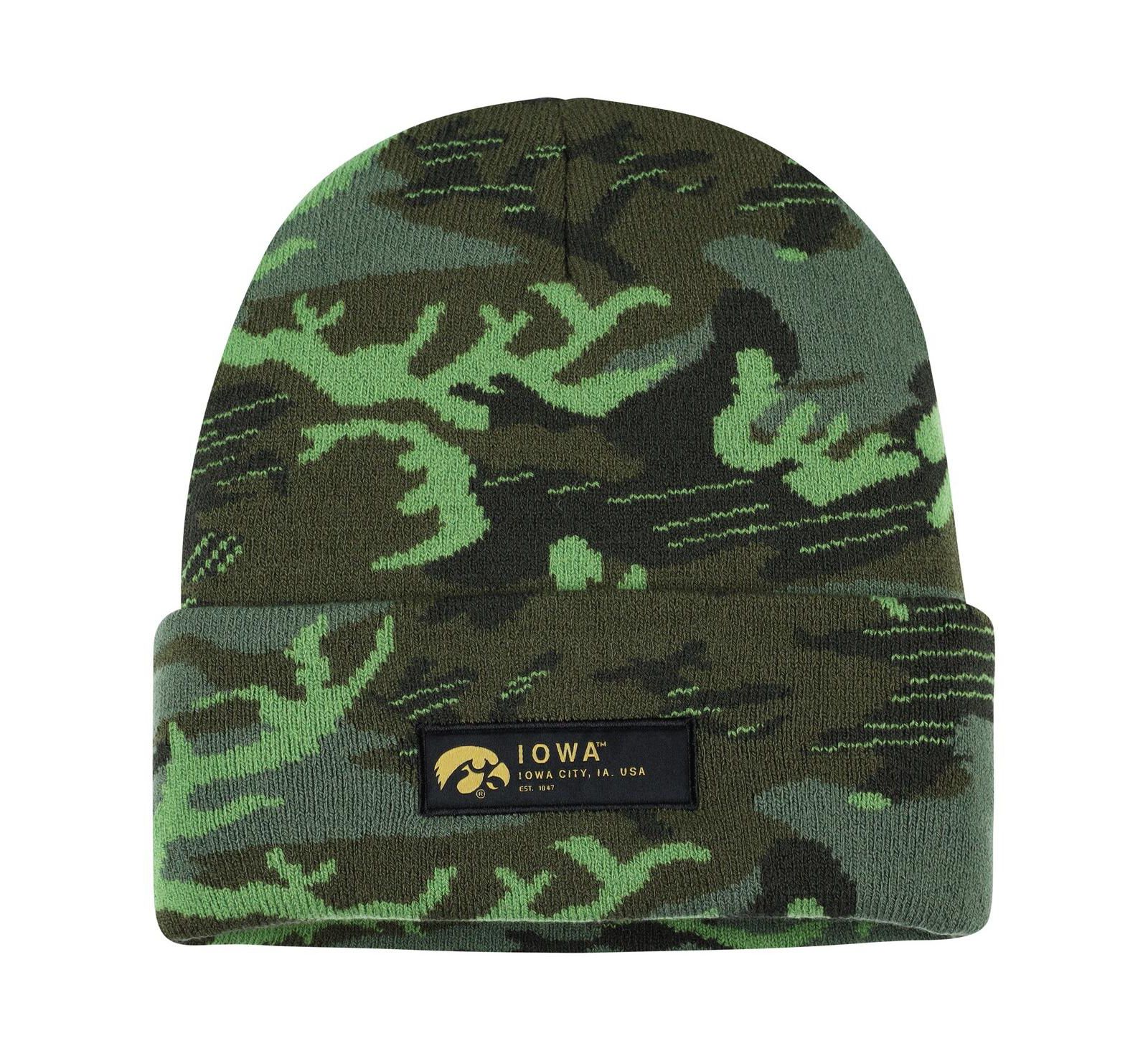 Мужская вязаная шапка Nike Camo Iowa Hawkeyes Veterans Day Cuffed Knit