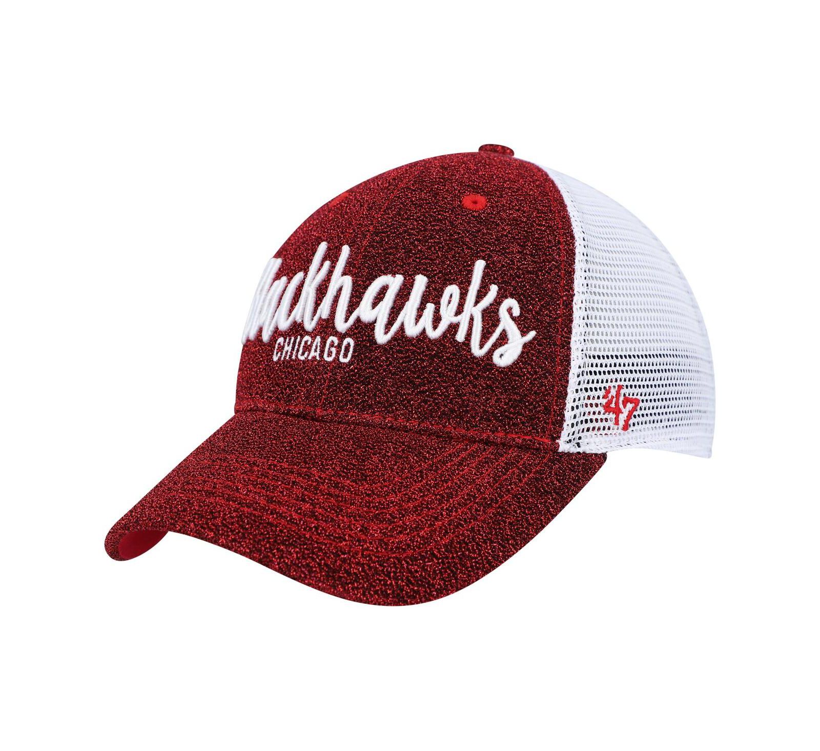 Женская кепка '47 Brand Chicago Blackhawks Encore MVP Trucker Snapback, цвета Red и White