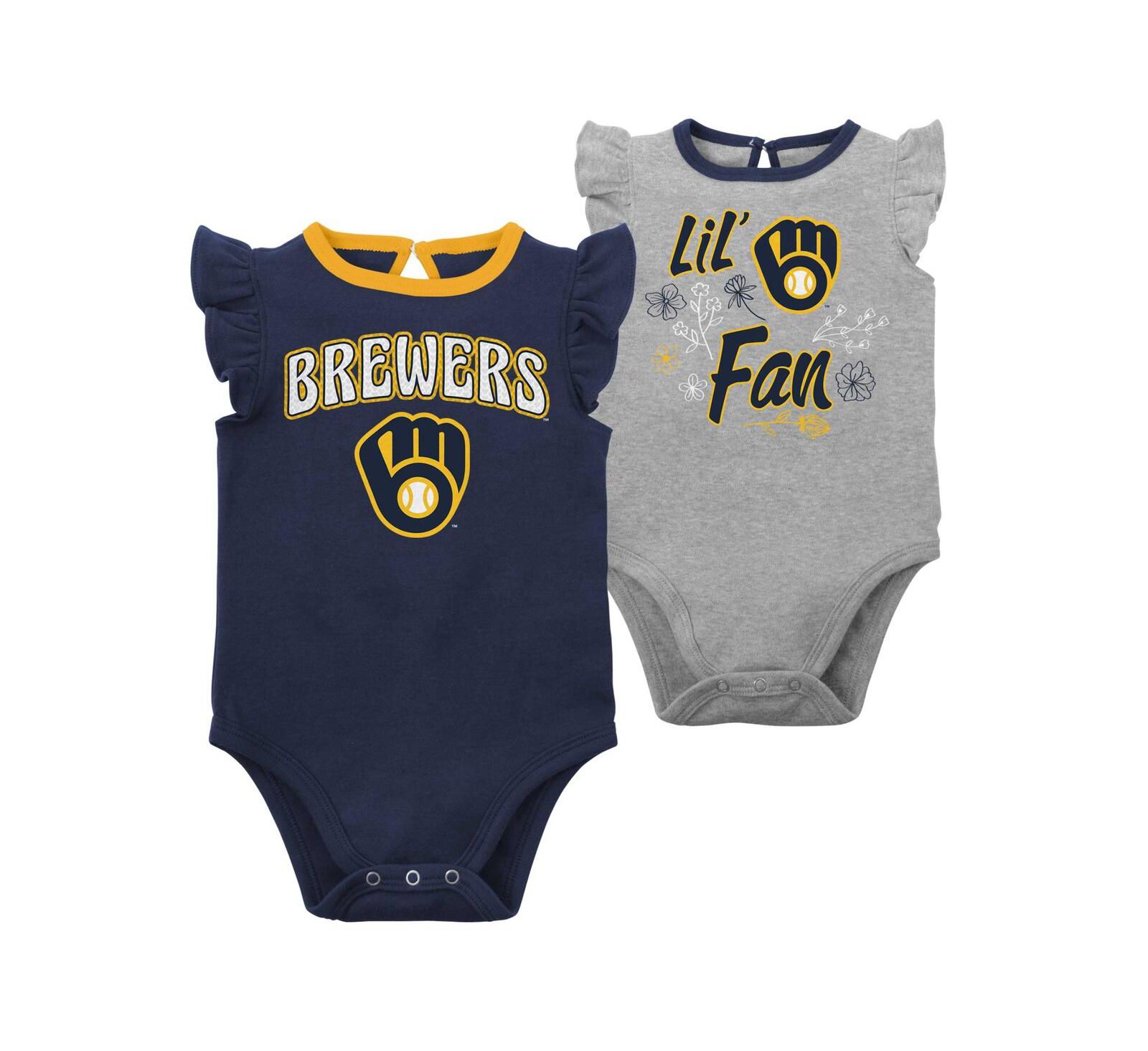 Детский набор боди Outerstuff Milwaukee Brewers Little Fan, 2 шт., темно-синий и серый меланж