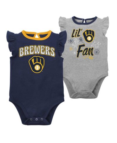 Детский набор боди Outerstuff Milwaukee Brewers Little Fan, 2 шт., темно-синий и серый меланж