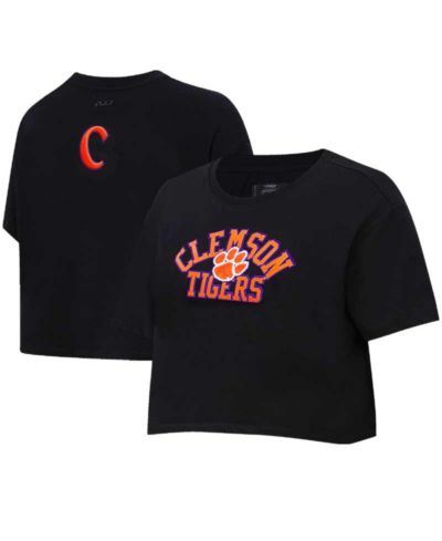 Женская укороченная футболка Pro Standard Black Clemson Tigers Classic Three-Hit Boxy Cropped