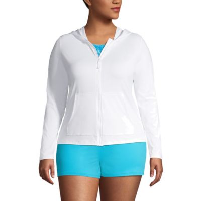Lands' End солнцезащитная рубашка с капюшоном и молнией, Plus Size