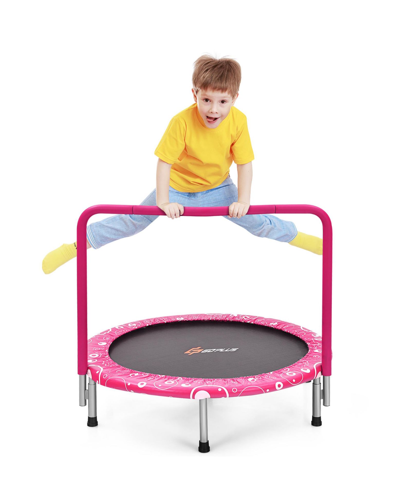 36" Kids Trampoline Rebounder with Full Covered Handrail Pad Indoor