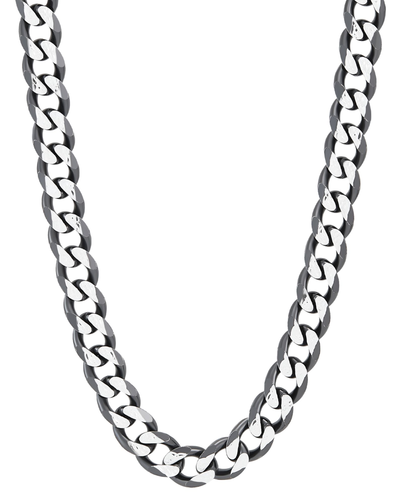 Цепочка-колье Italian Silver Men's Curb Link 22" Sterling Silver & Black Ruthenium-Plate (6-1/4mm)