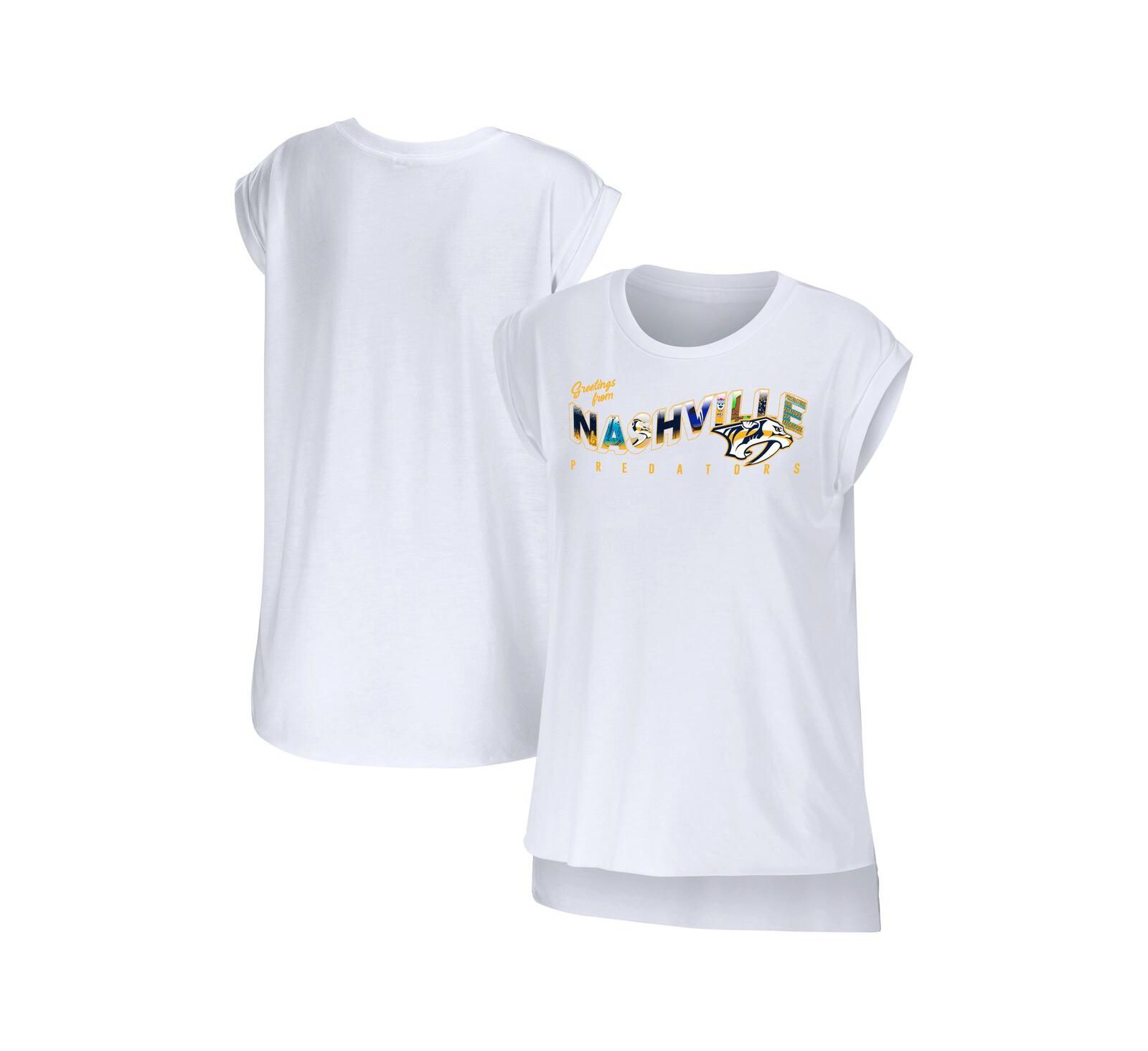 Женская футболка WEAR by Erin Andrews White Nashville Predators Greetings From Muscle T-shirt