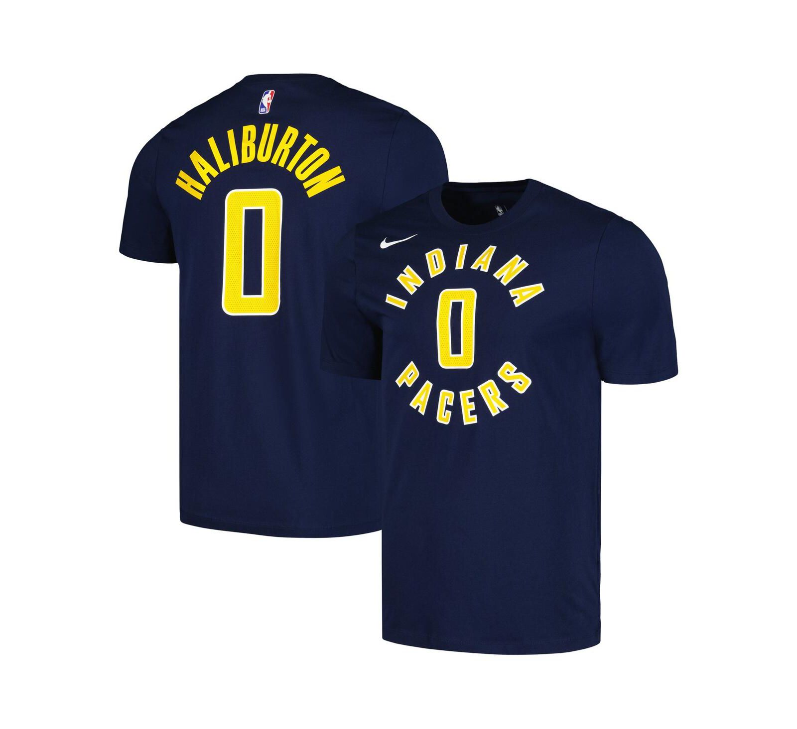 Men's Nike Tyrese Haliburton Navy Indiana Pacers Icon 2022/23 Name and Number T-shirt