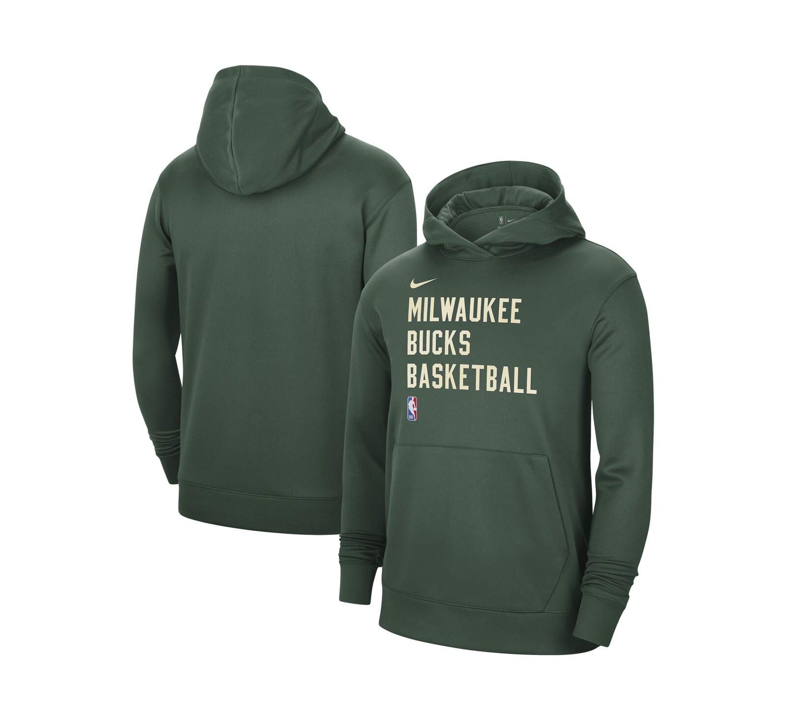 Худи Nike Men's and Women's Hunter Green Milwaukee Bucks 2023/24 Performance Spotlight On-Court Practice Pullover
