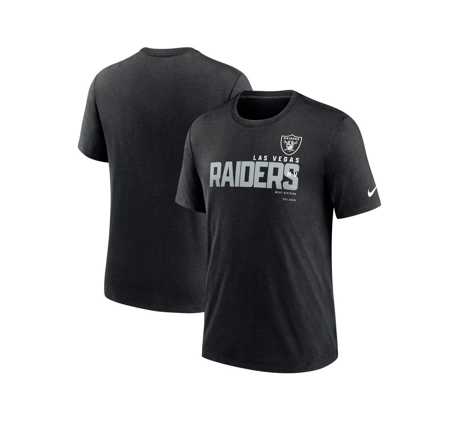 Мужская футболка Nike Heather Black Las Vegas Raiders Team Tri-Blend