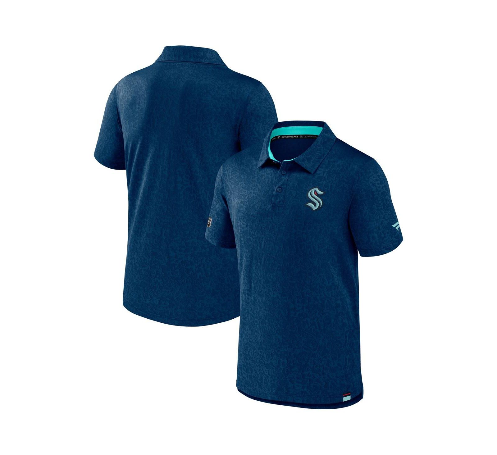 Мужская рубашка-поло Fanatics Deep Sea Blue Seattle Kraken Authentic Pro Jacquard