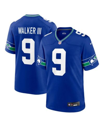 Мужская джерси Nike Kenneth Walker III Royal Seattle Seahawks Throwback Player Game