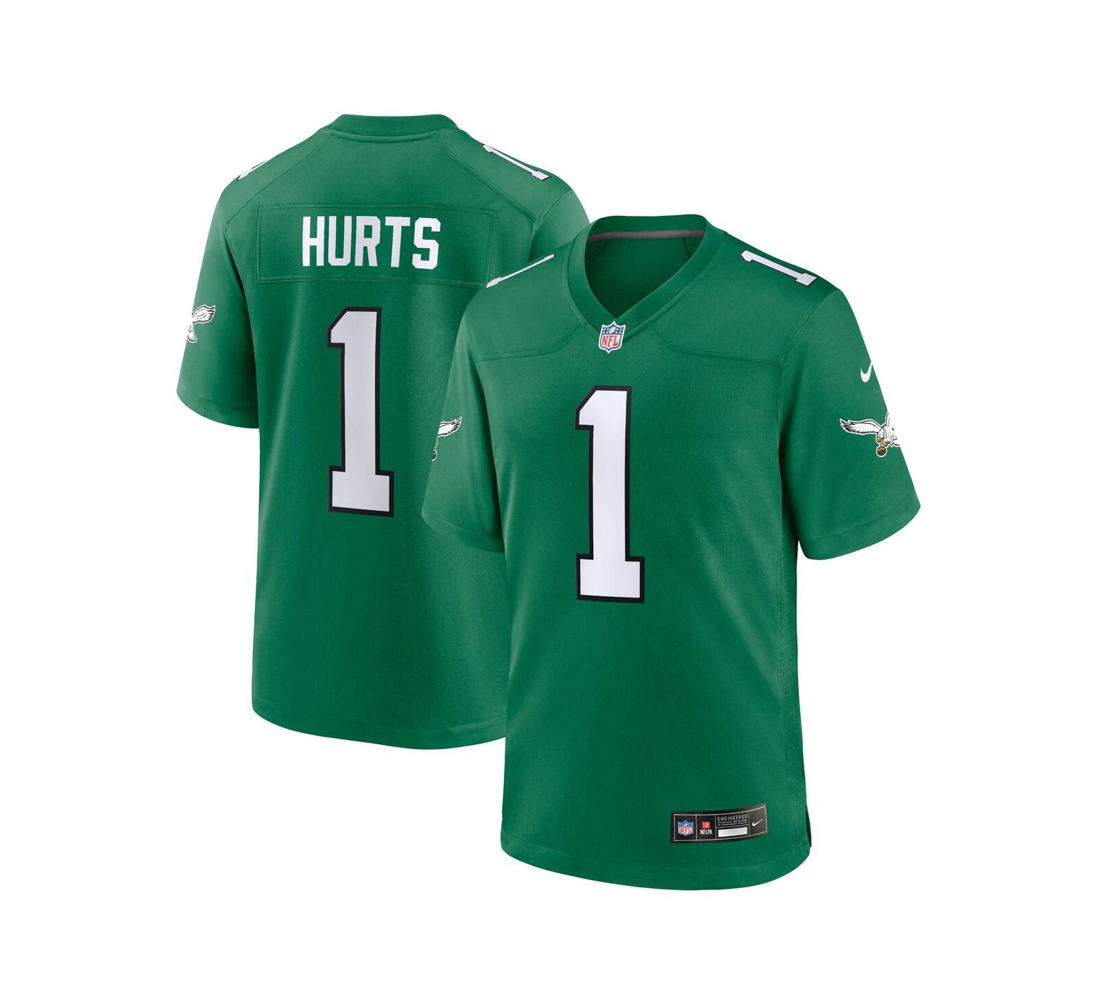 Мужская джерси Nike Jalen Hurts Kelly Green Philadelphia Eagles Alternate Game Player