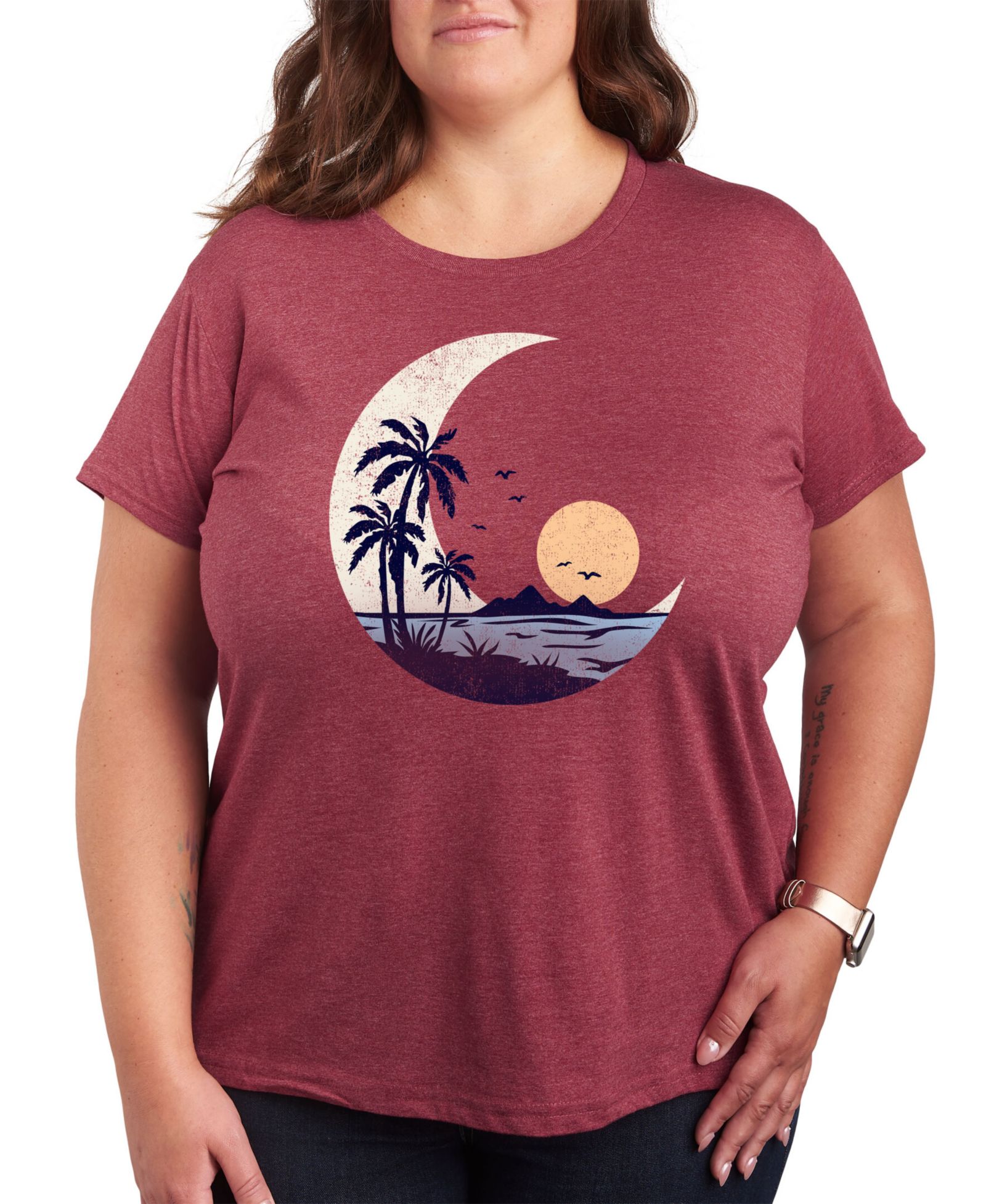 Hybrid Apparel Trendy Plus Size Sunset Graphic T-Shirt