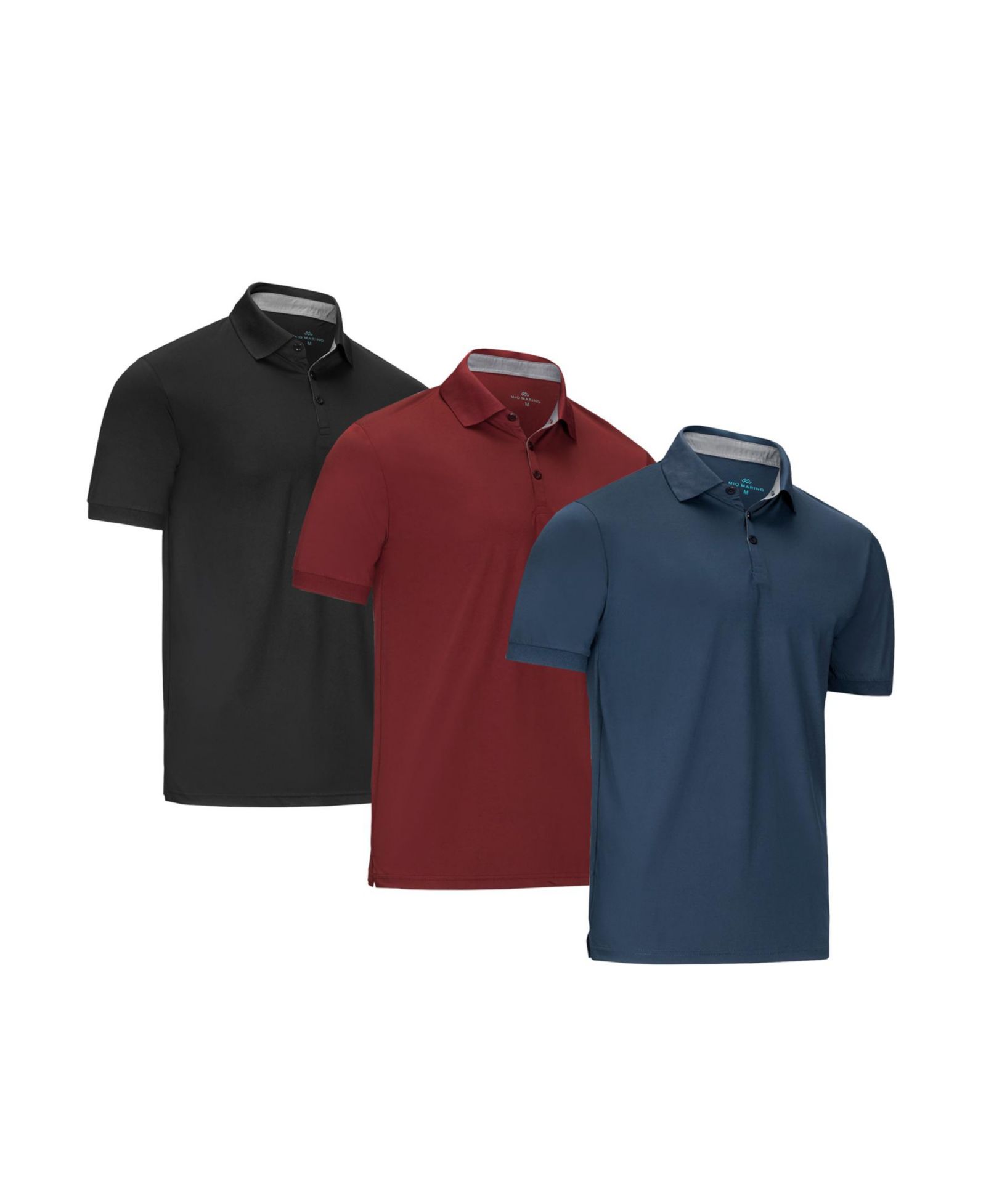 Mio Marino Big & Tall Lightweight Performance Stretch Golf Polo Shirt - 3 Pack