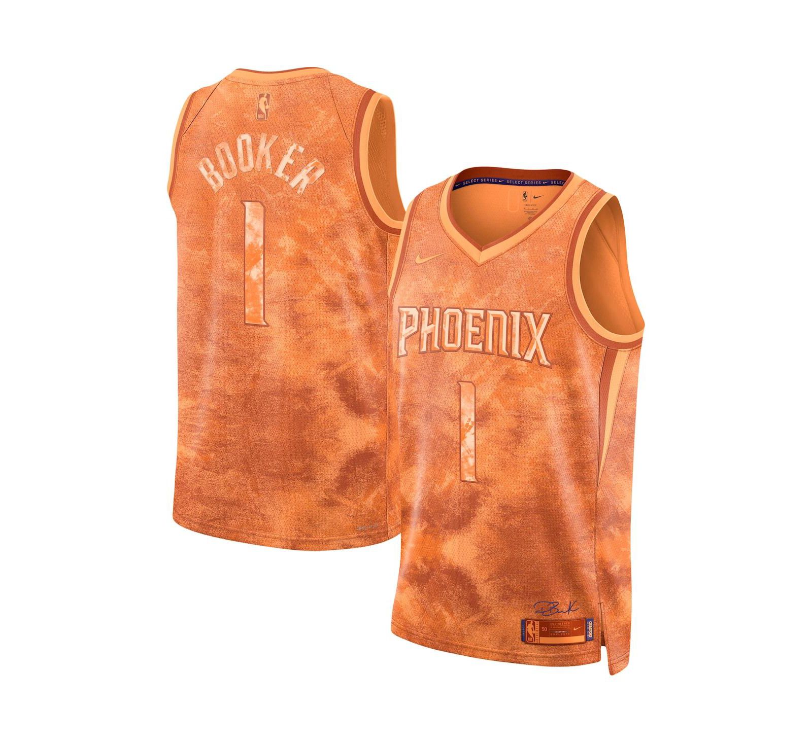 Мужская и женская джерси Nike Devin Booker Orange Phoenix Suns Select Series Swingman
