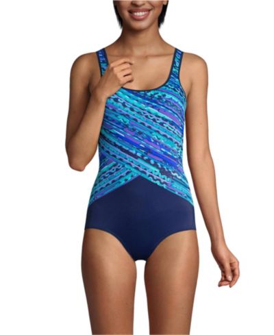 Lands' End Women's Tugless Low Leg One Piece Swimsuit