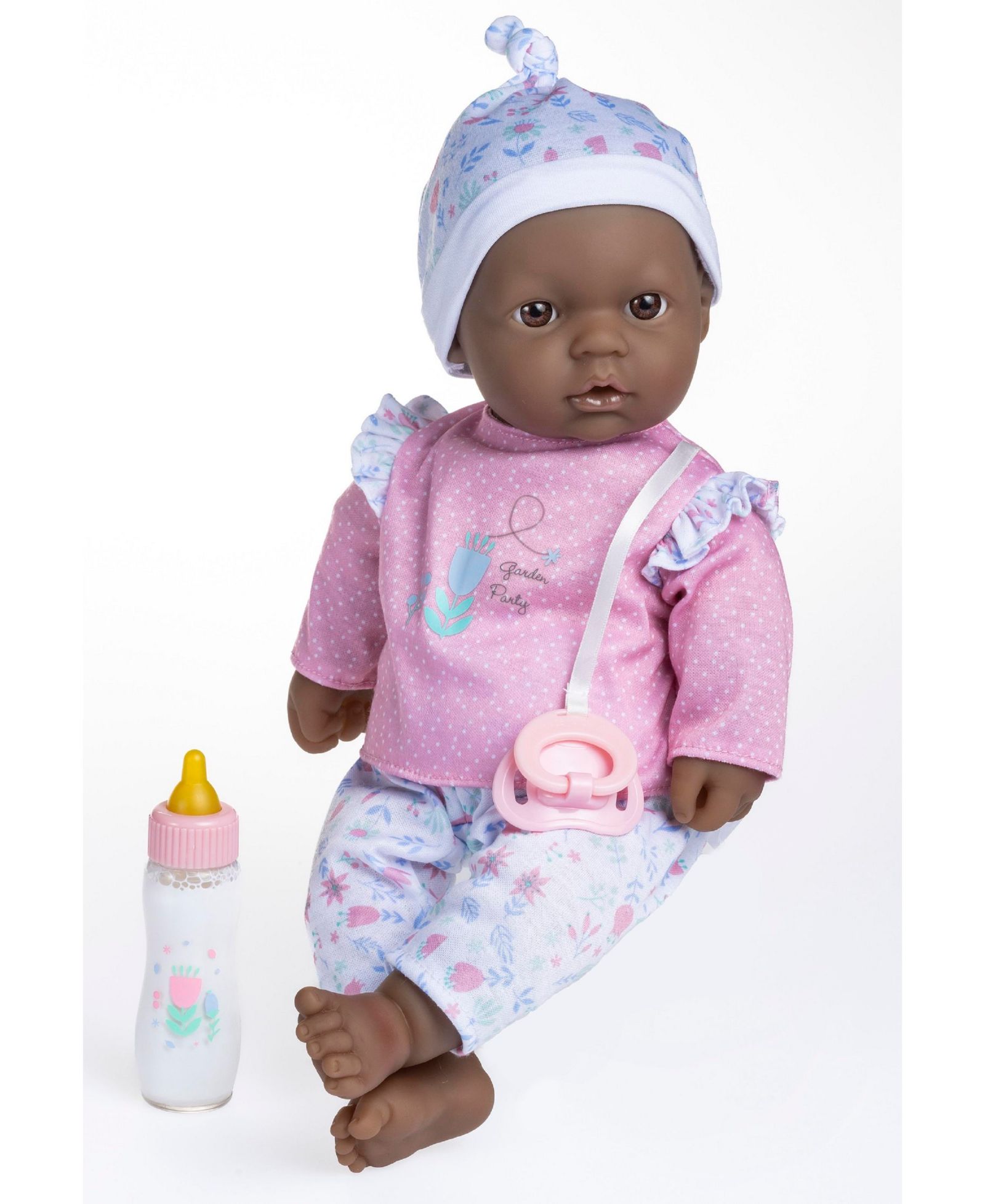 Jc Toys La Baby African American 14.3" Soft Body Baby Doll with Outfit, Pacifier and Magic Bottle, Ages 12 Months+