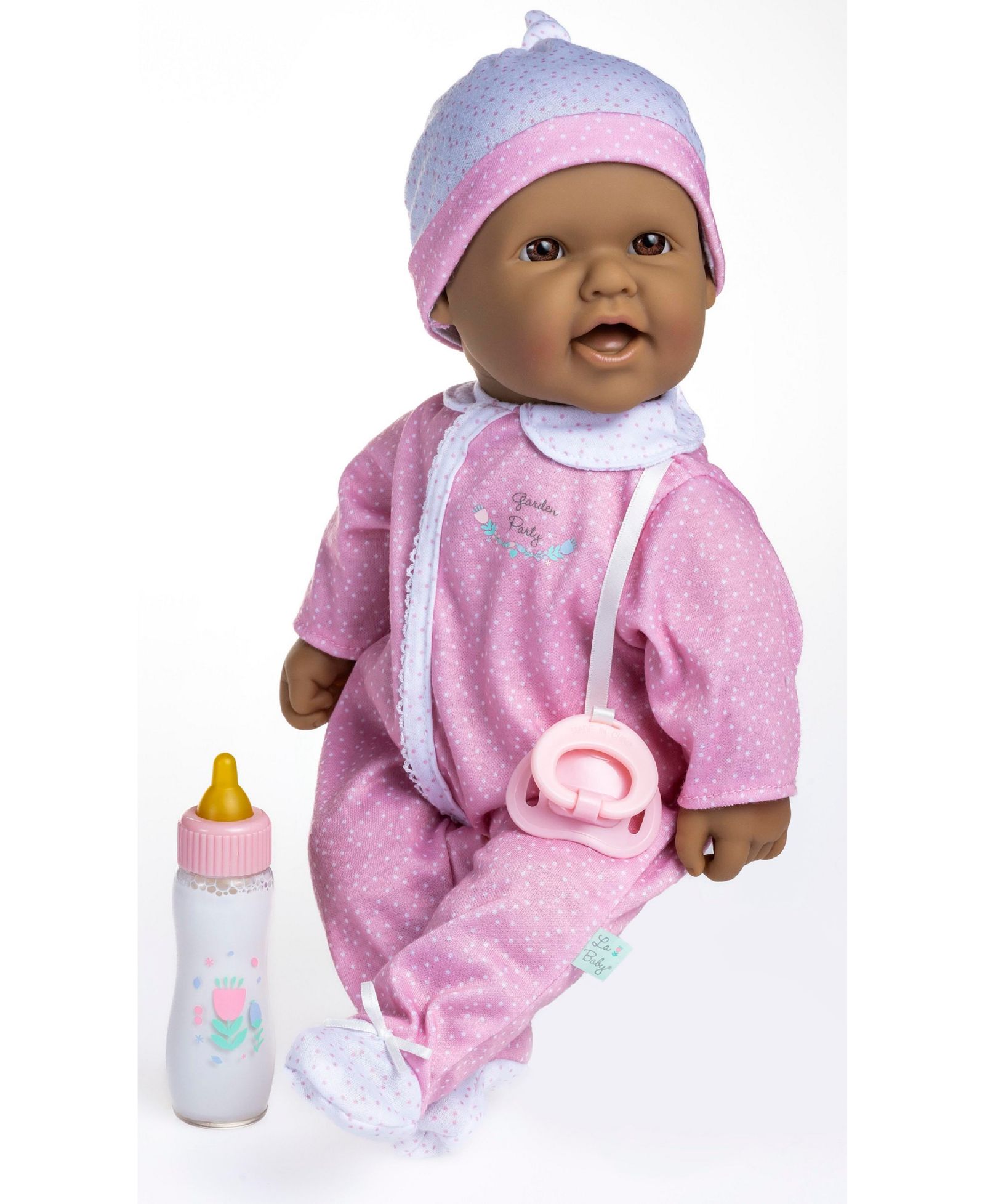 Мягкая кукла JC TOYS La Baby Hispanic 14.3" с набором бутылочки и соски