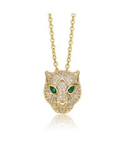 Подвеска Rachel Glauber Dazzling 14K Gold Plated CZ 3D Panther Head