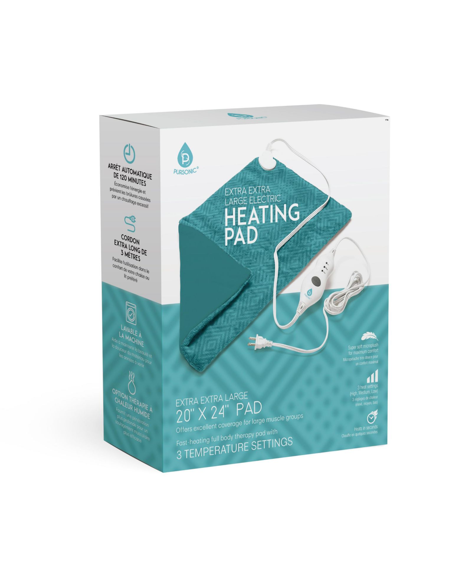 PURSONIC Extra Large Electric Heating Pad, 20x24 inch