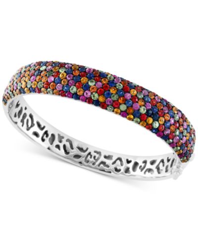 EFFY® Multi-Sapphire Pavé Bangle Bracelet (13-5/8 ct. t.w.) in Sterling Silver