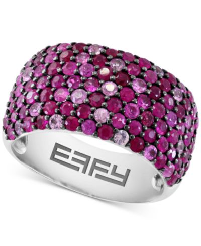 Кольцо EFFY® Ruby (1-5/8 ct. t.w.) & Pink Sapphire (1-1/2 ct. t.w.) Ombré Wide Width в Sterling Silver