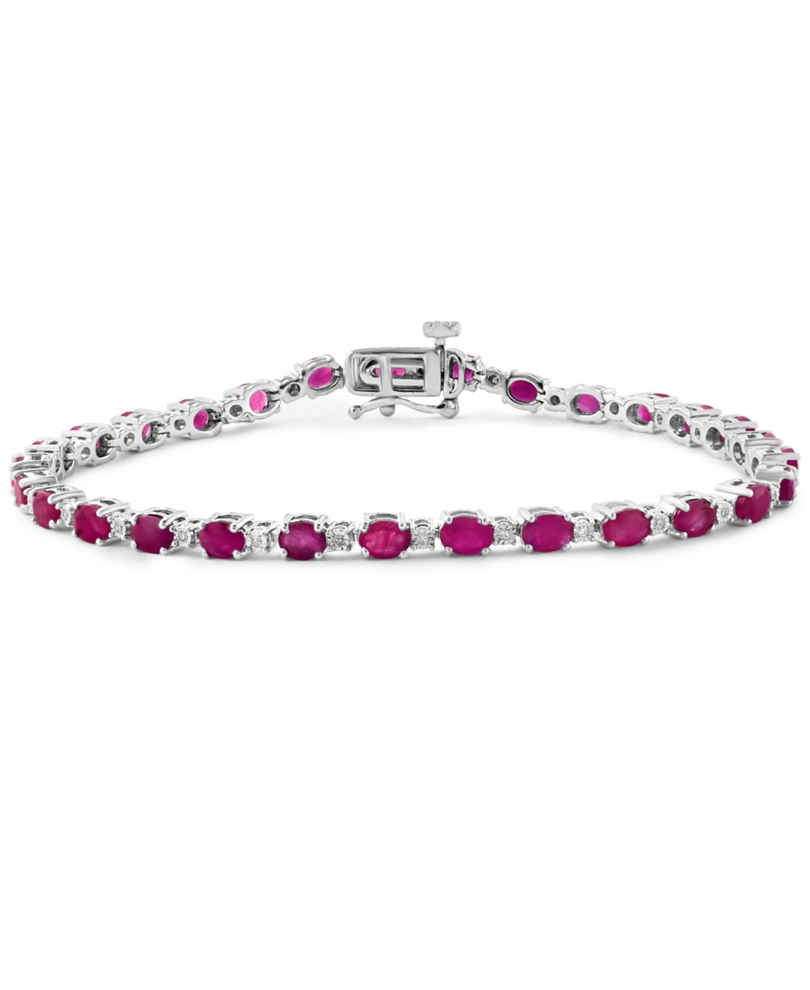EFFY® Ruby (6-1/3  ct. t.w.) & Diamond (1/20 ct. t.w.) Link Bracelet in Sterling Silver