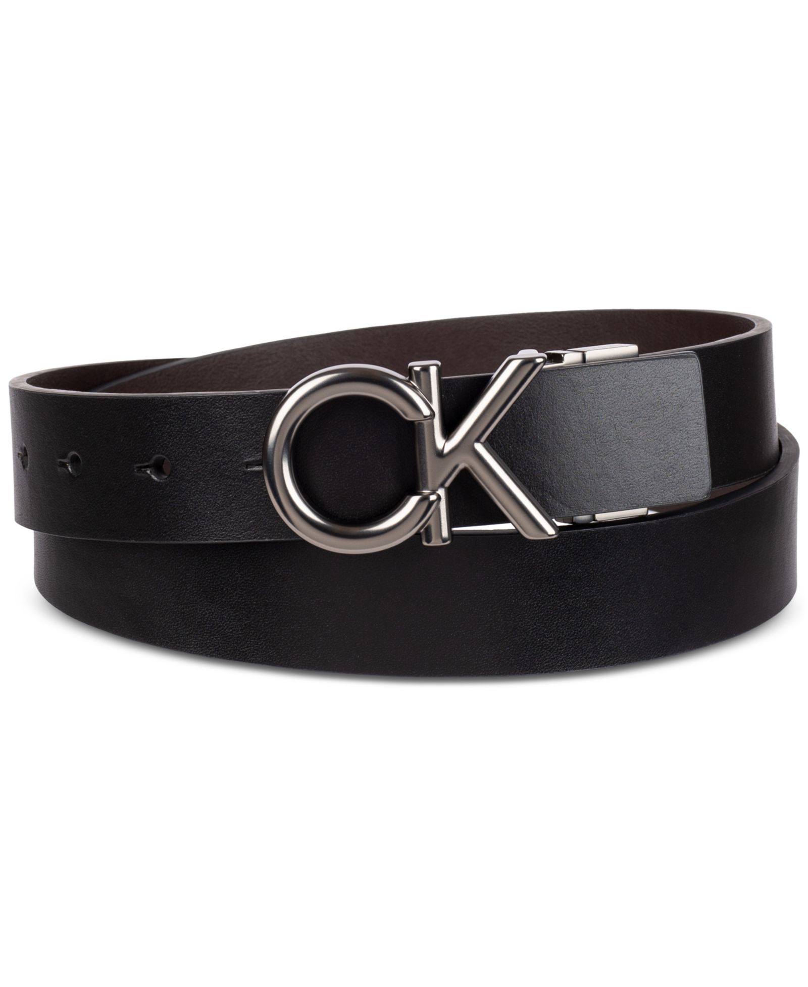 32MM Calvin Klein Men's Monogram Buckle Reversible Leather Belt