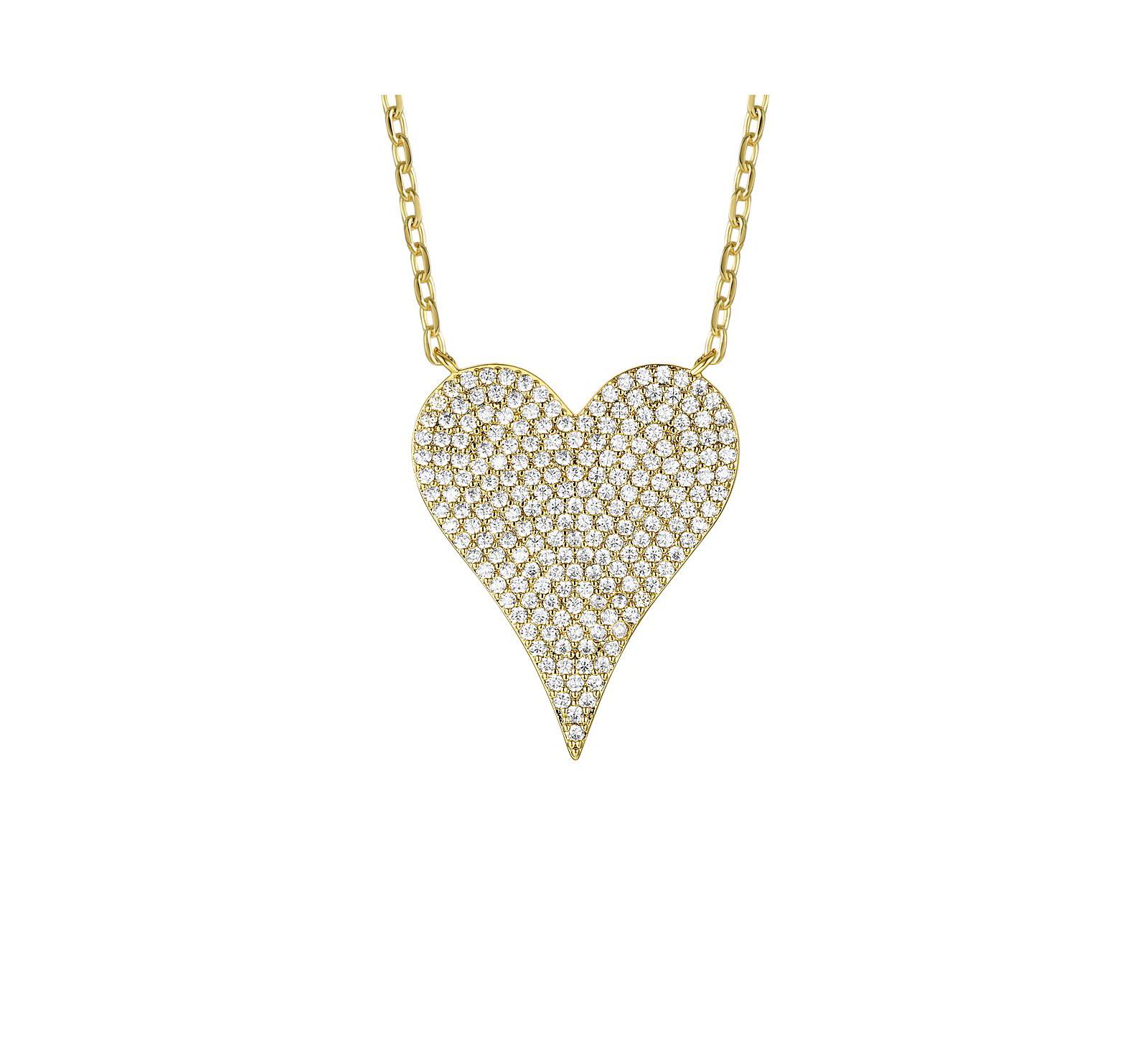 14k Gold Plated with Pave Cubic Zirconia Heart Layering Necklace