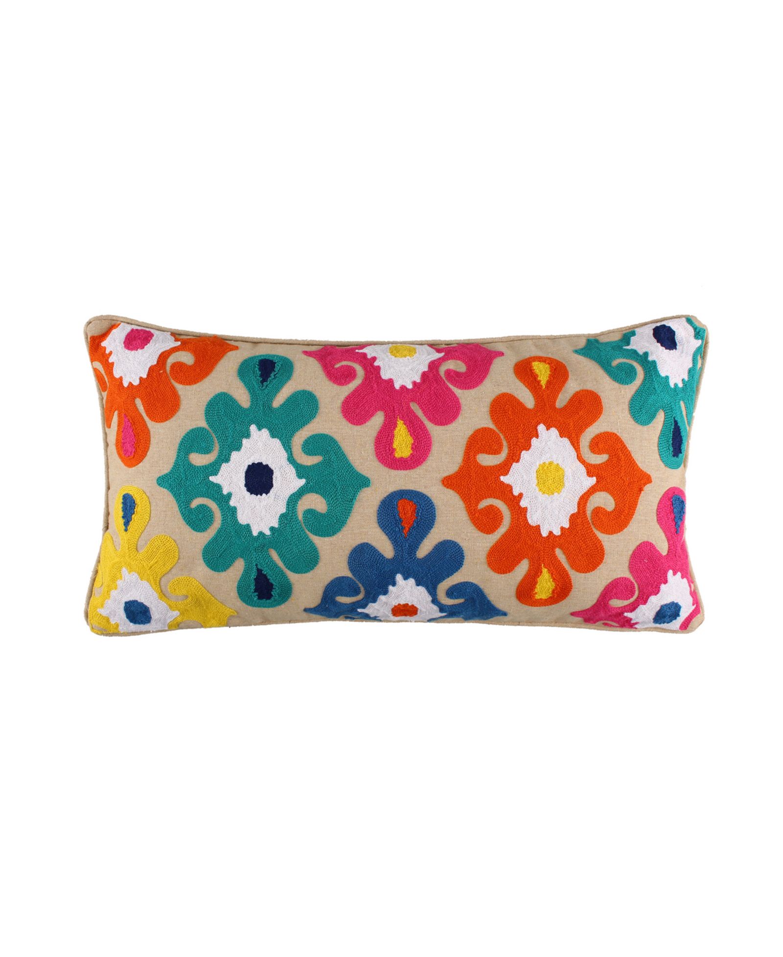 Levtex Fantasia Boho Crewel Stitch Decorative Pillow, 12" x 24"