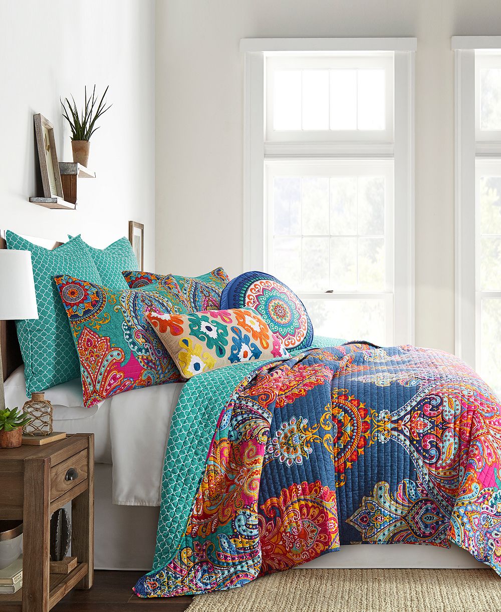Комплект из 2 стеганых покрывал Levtex Home Fantasia Boho Reversible, Twin/Twin XL