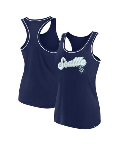 Женский топ Fanatics Deep Sea Blue Seattle Kraken Racerback Scoop Neck Tank Top