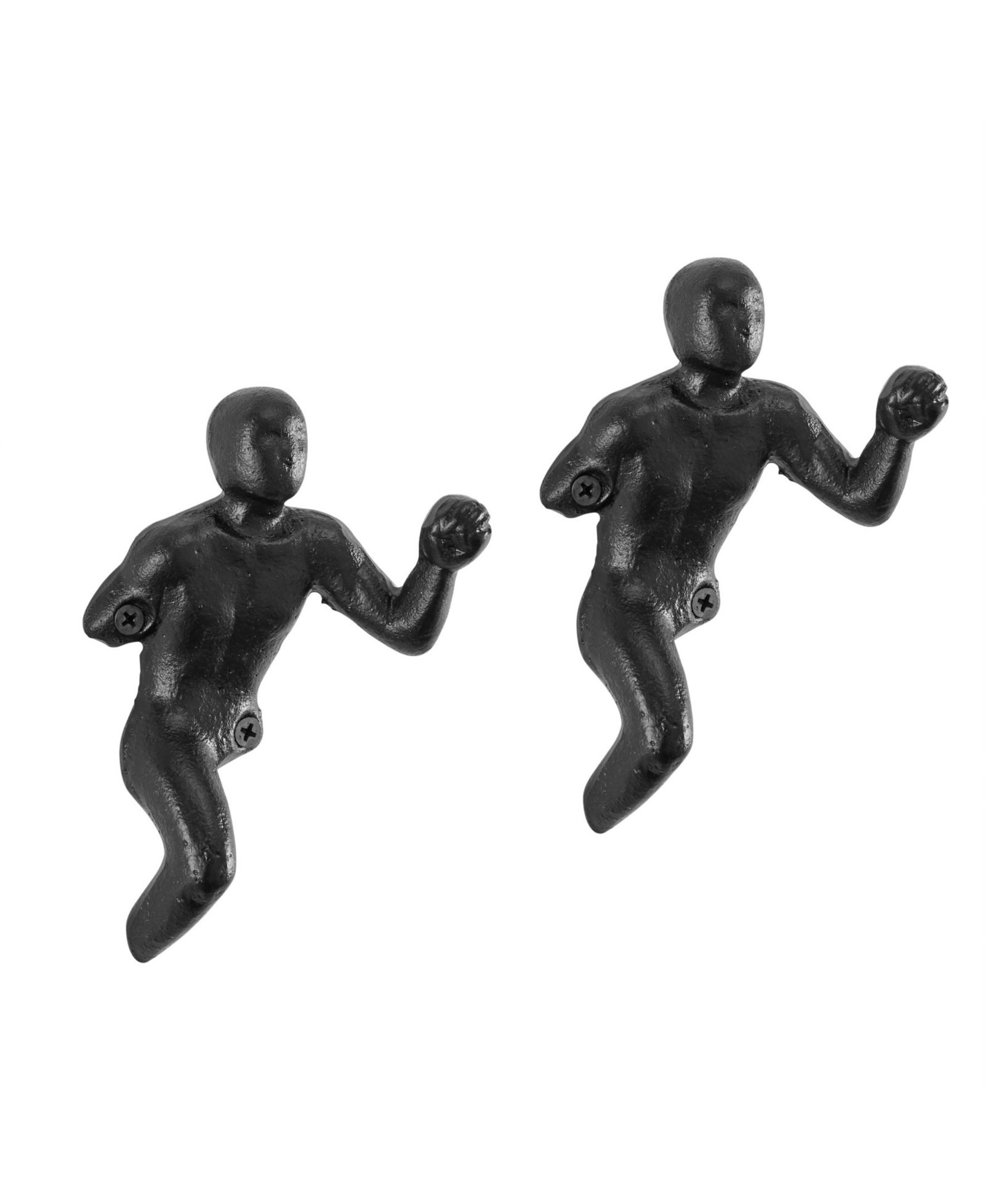 Danya B Protruding "Fist Man" Cast Iron Decorative Black Wall Hook (Set of 2)