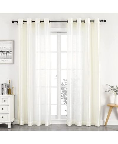 GoodGram Montauk Accents 2 Pack Ultra Luxurious Faux Silk Sheer Grommet Top Curtain Panels