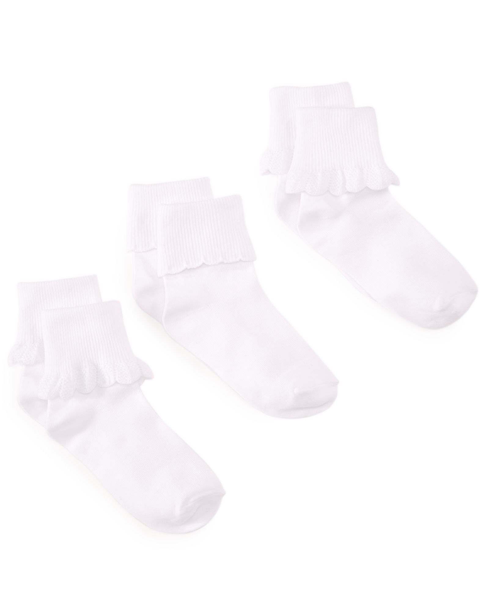 Trimfit 3-Pack Scalloped Socks, Little Girls & Big Girls