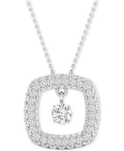 Подвеска Diamond Orbital Square Halo в белом золоте 10k, 16" + 2" extender