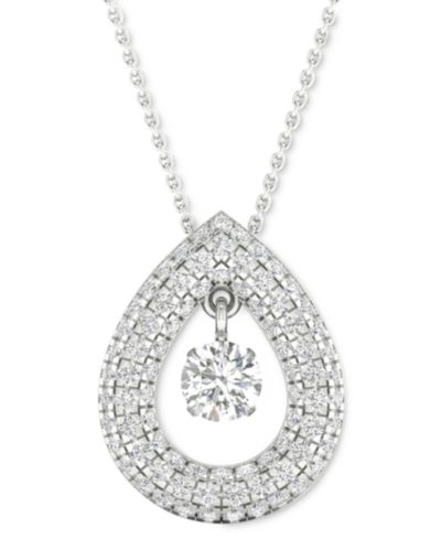 Подвеска Diamond Orbital Multi Halo Teardrop в 10k White Gold, 16" + 2" extender