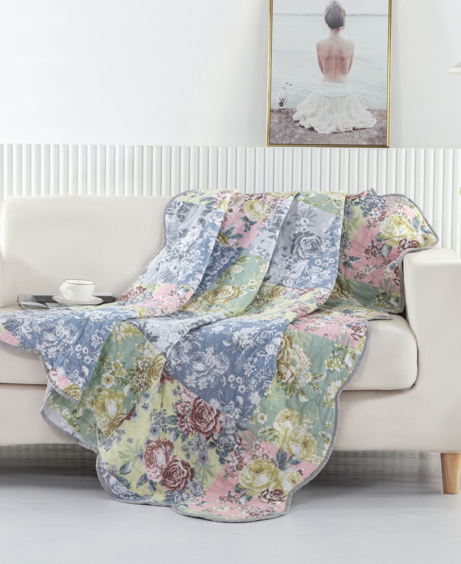 Декоральный стеганый плед Greenland Home Fashions Emma Traditional Floral, 50" x 60"