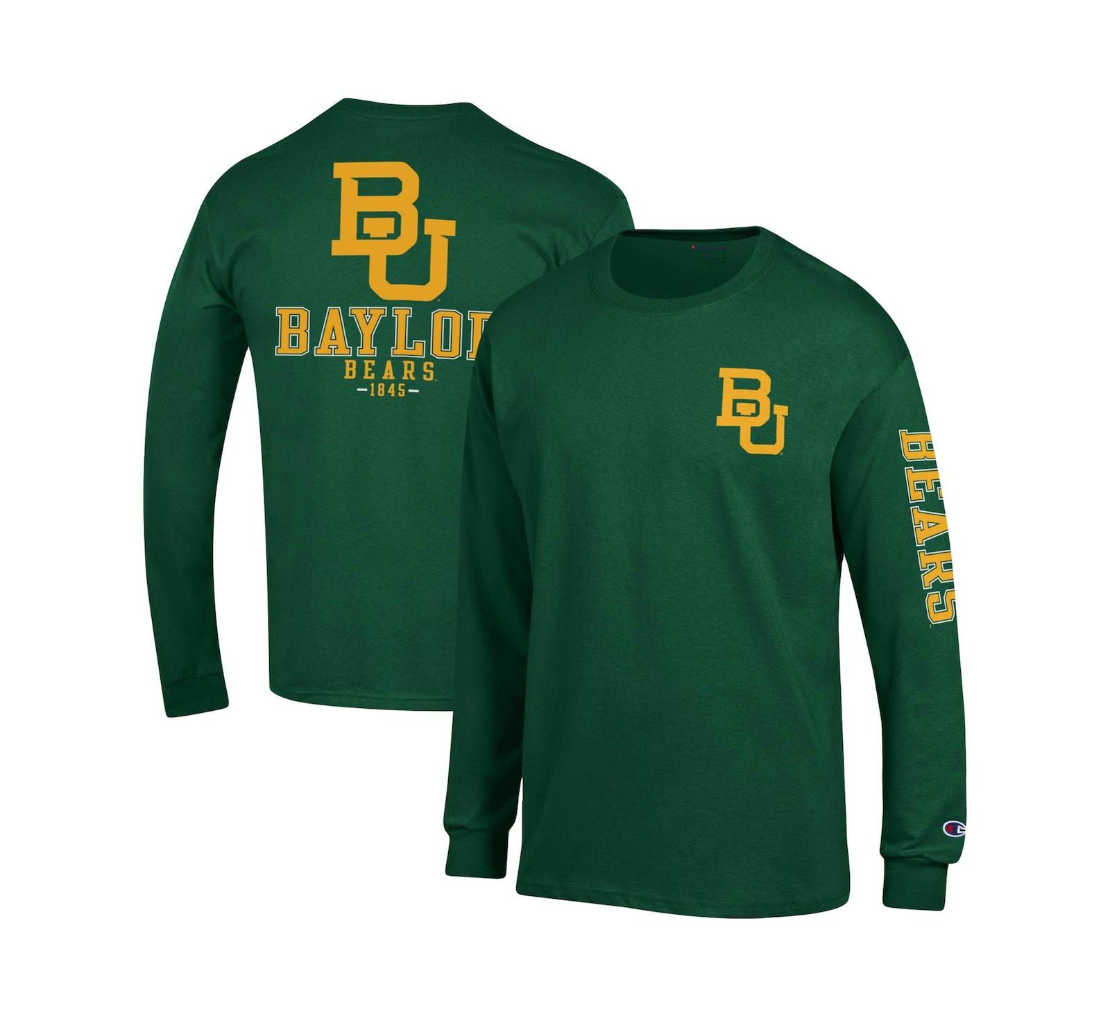 Men's Champion Green Baylor Bears Team Stack Long Sleeve T-shirt