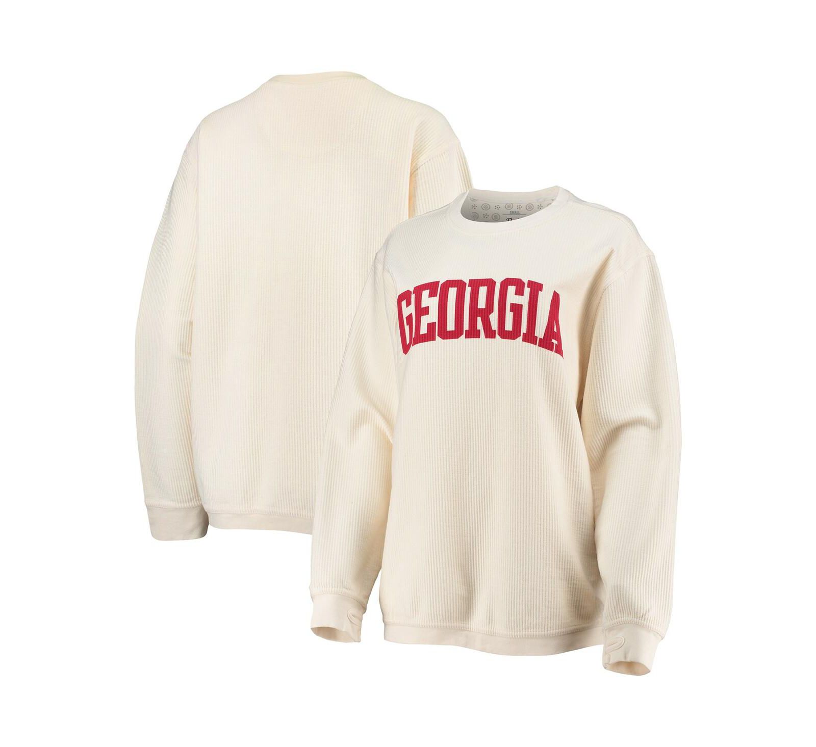 Женское свитшот Pressbox Georgia Bulldogs White Cord Vintage-Like Wash