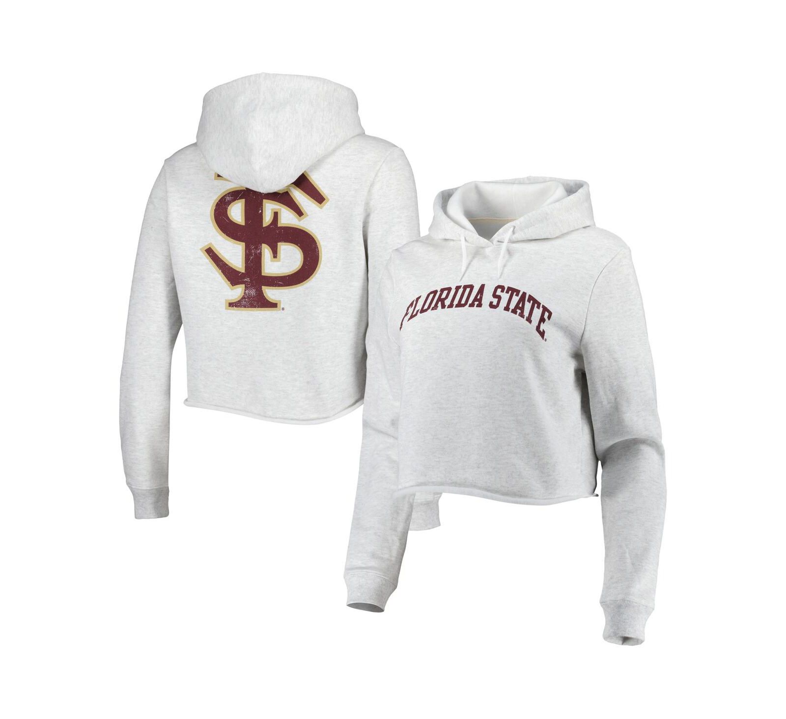 League Collegiate Wear Женский укороченный худи Ash Florida State Seminoles 2-Hit 1636