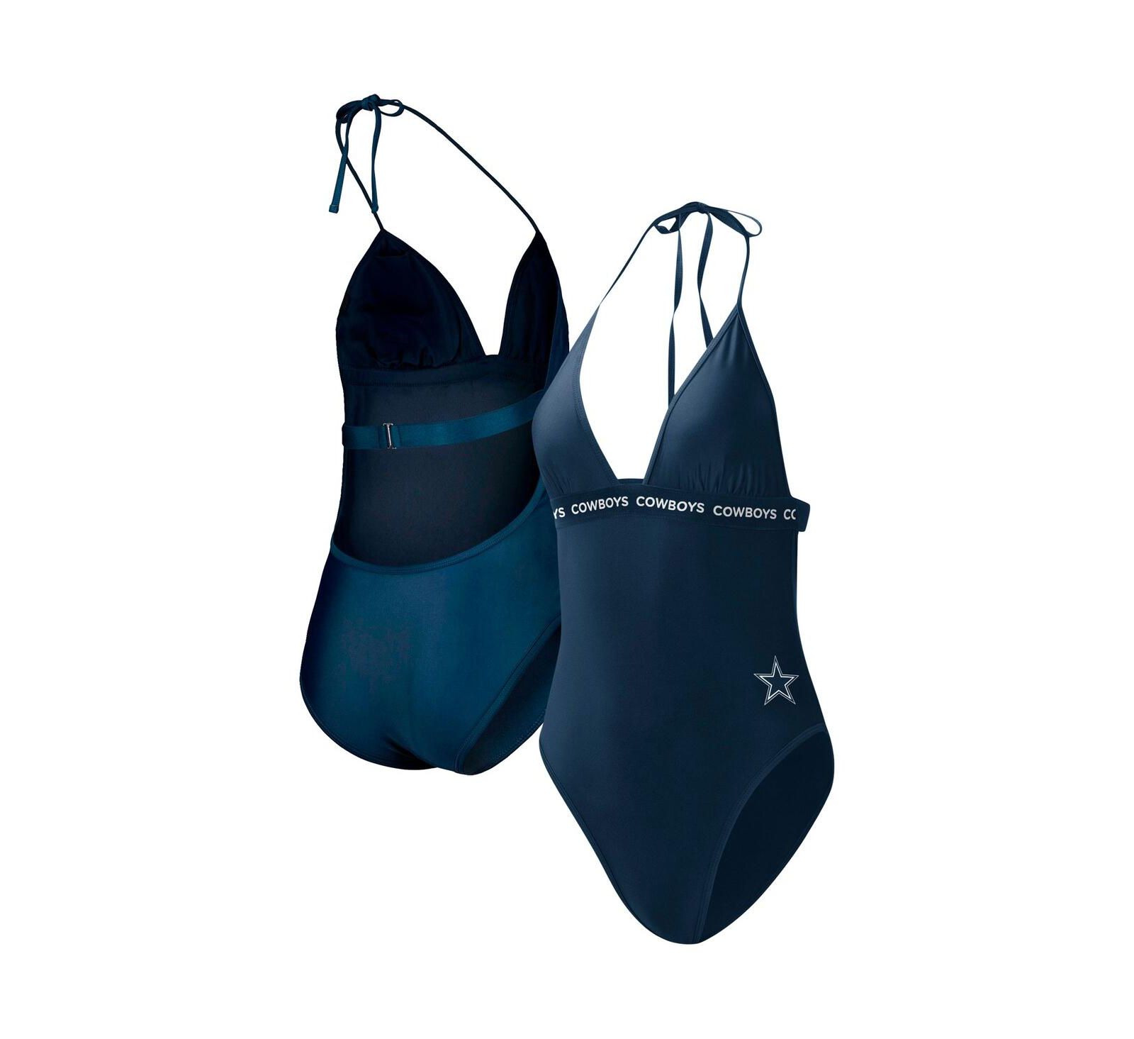 Women's G-III 4Her by Carl Banks Navy Dallas Cowboys Full Count One-Piece Swimsuit