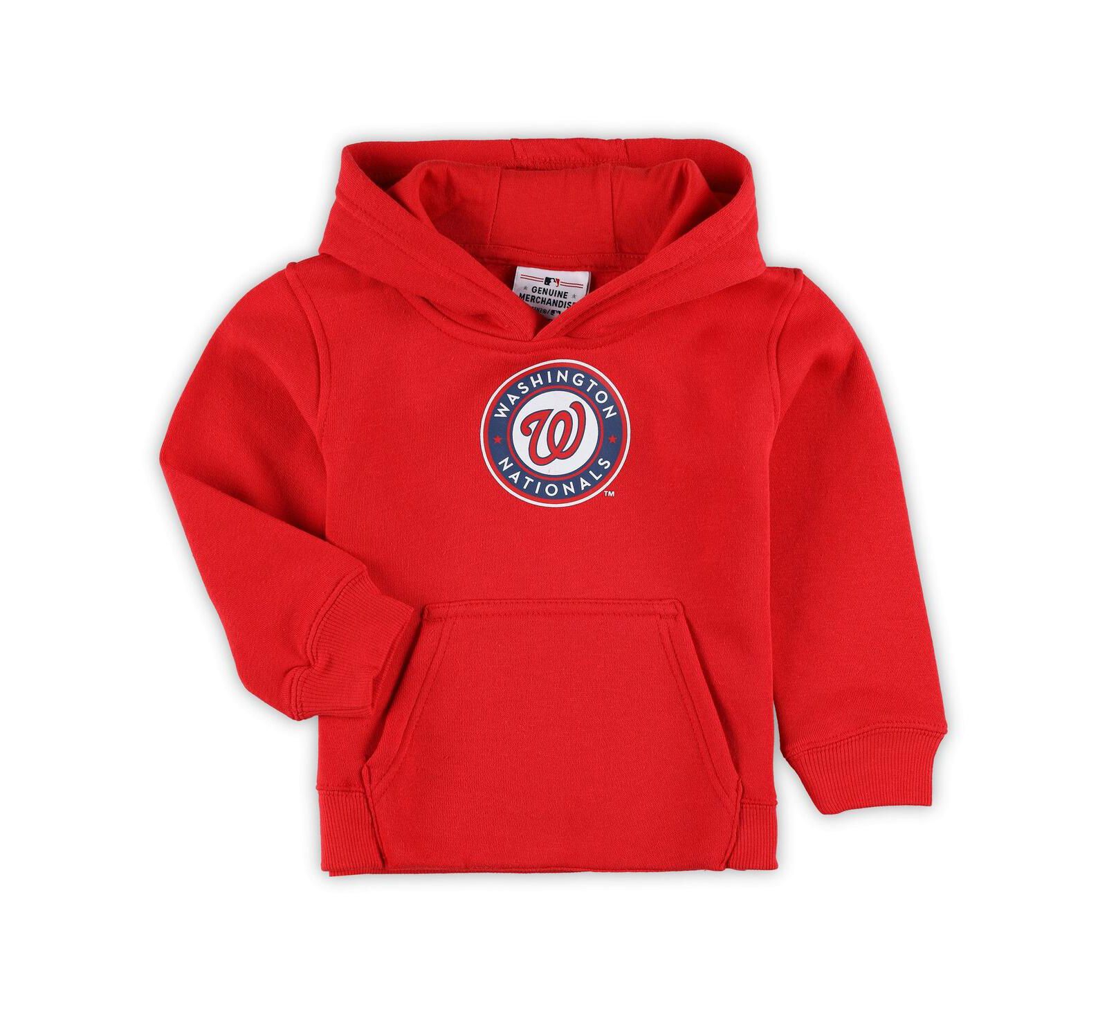Детское флисовое худи с логотипом Washington Nationals красное