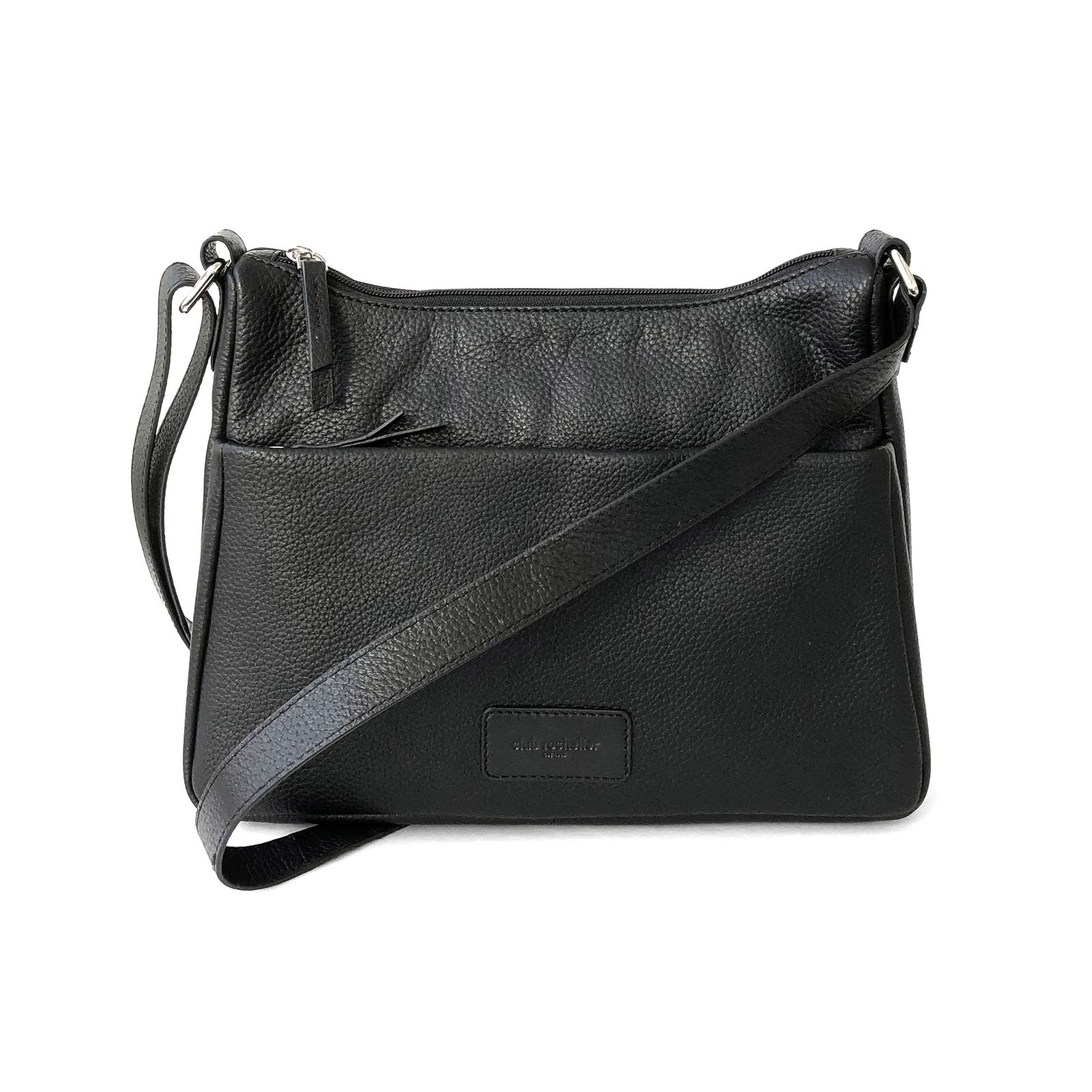 Ladies Leather Medium Multi Zip Crossbody Bag