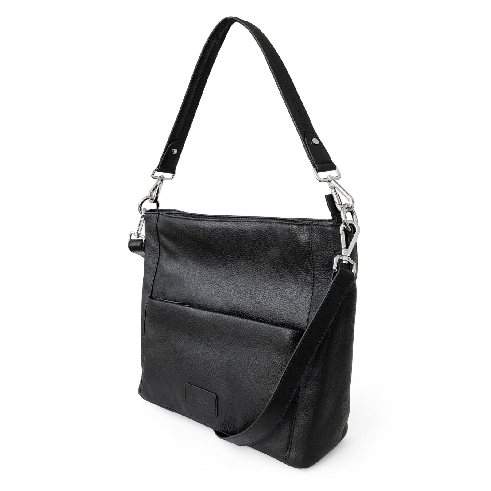 Ladies Large Leather Multi Zip Pocket Hobo Shoulder Bag
