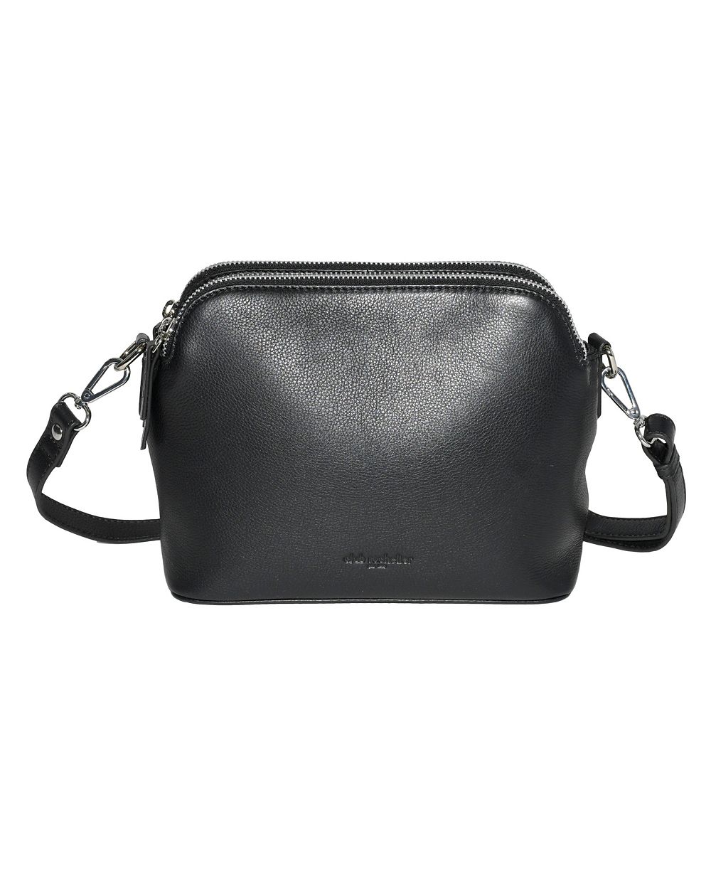 Ladies Leather Double Zipper Crossbody Bag